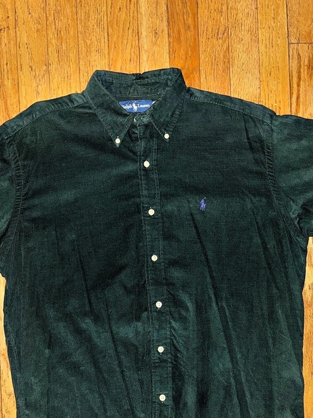Ralph Lauren Men’s "Blake" Hunter Green Corduroy Button-Down Shirt - Medium